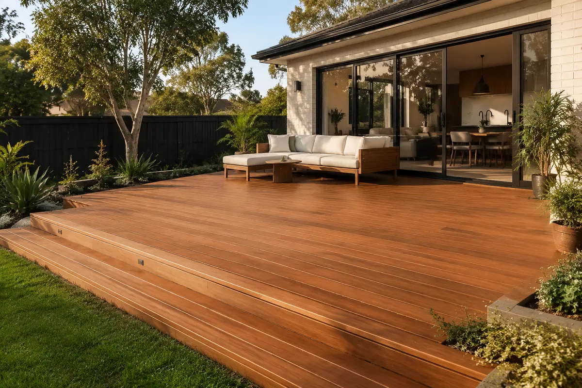New timber deck at a Melbourne home
